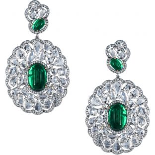 Emerald And Rose Cut Earrings